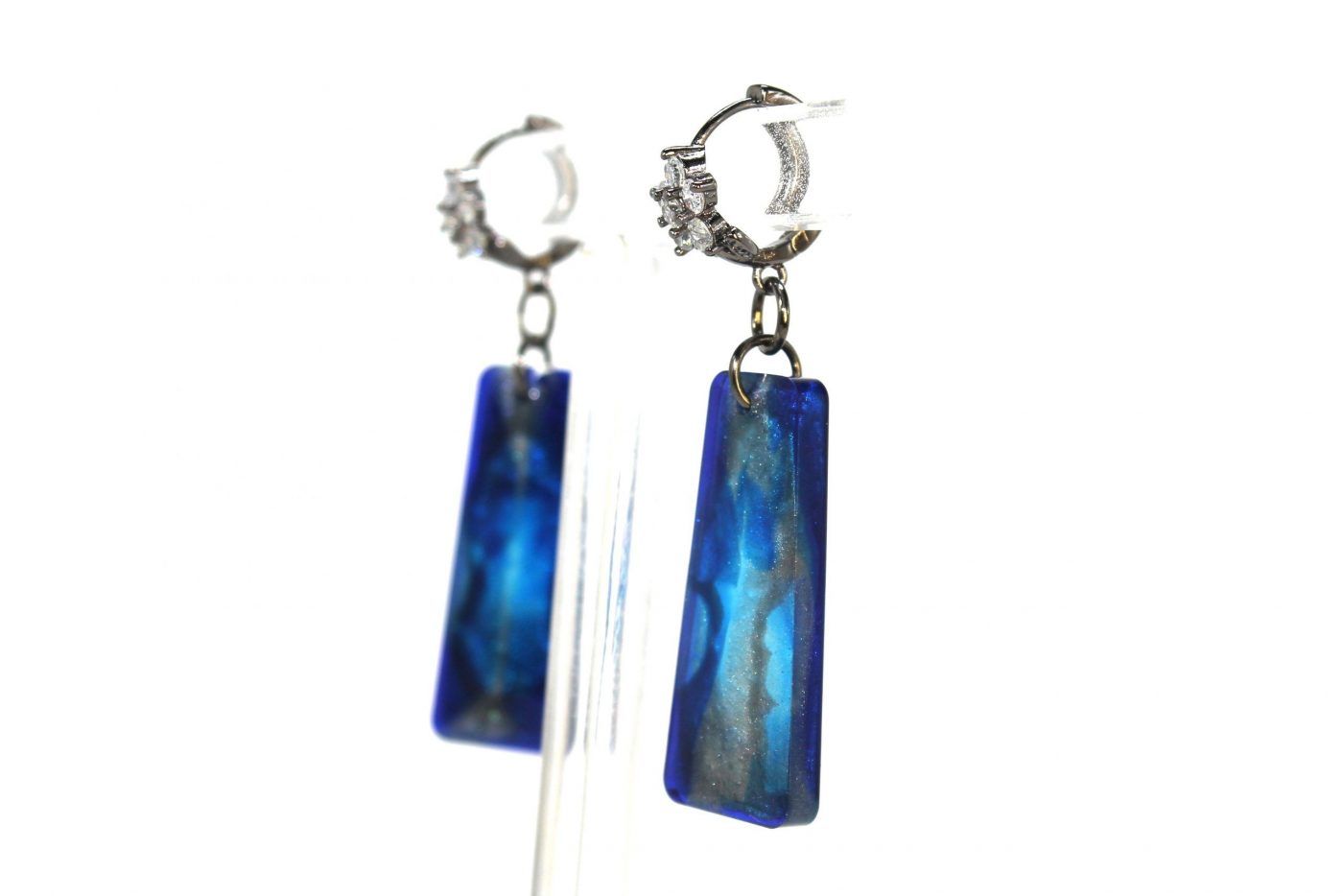 pendientes obelisco azul epoxi