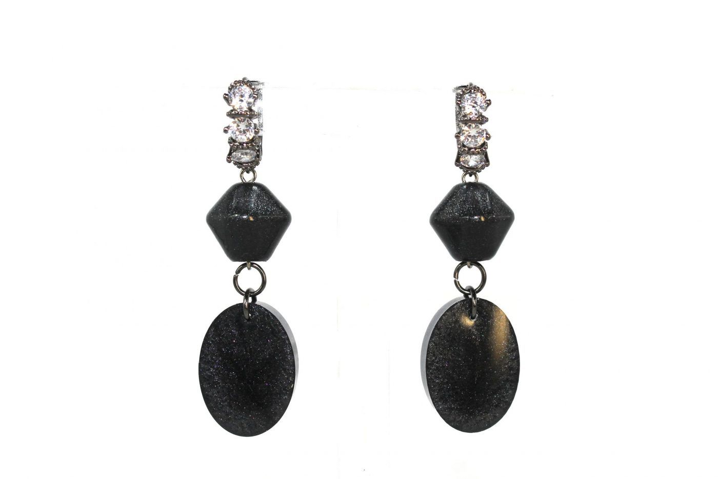 pendientes oval negro epoxi