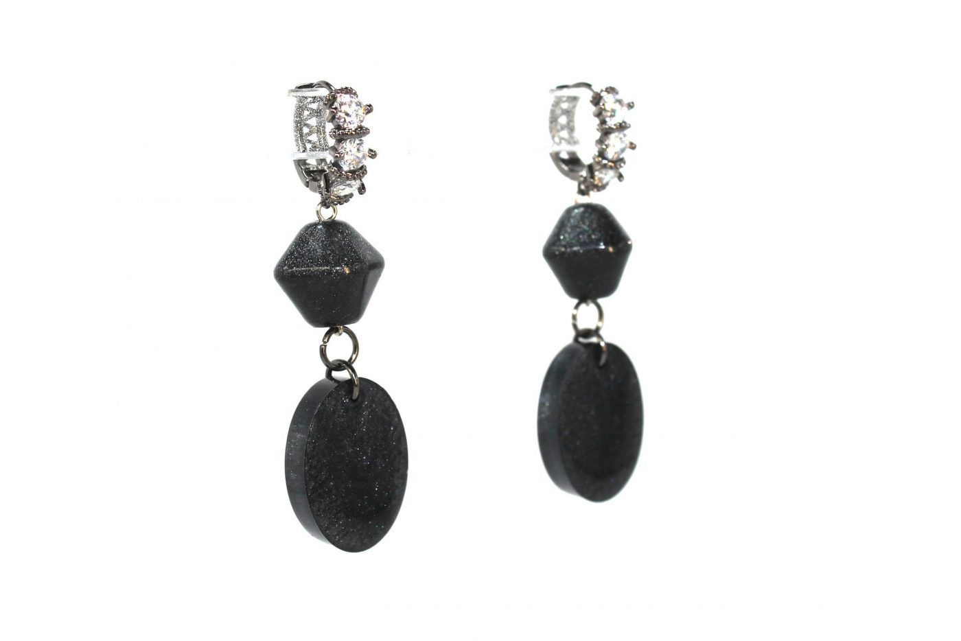 pendientes oval negro epoxi
