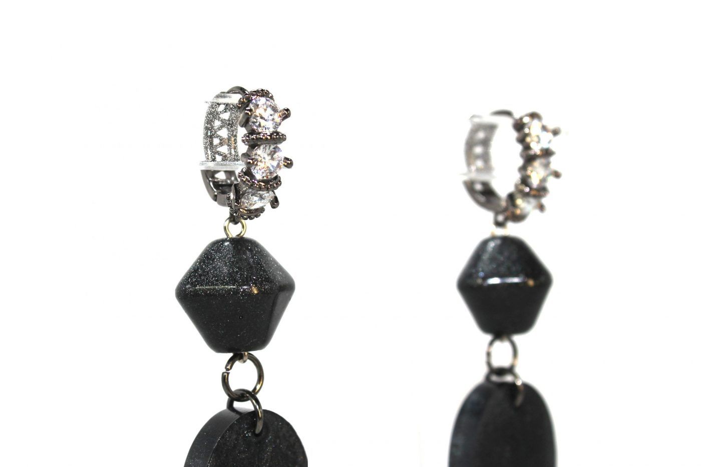 pendientes oval negro epoxi