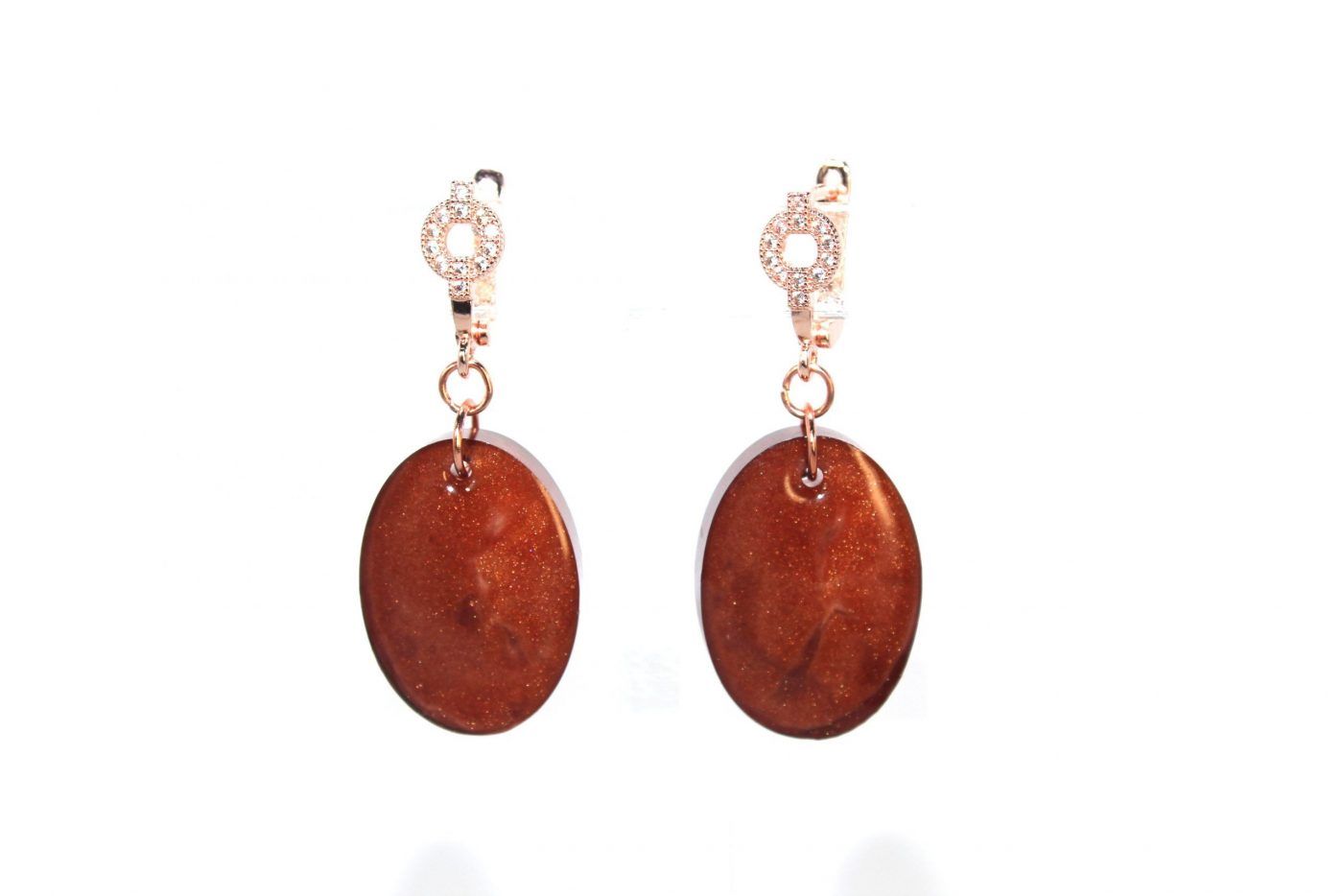 pendientes oval pequeño ambar epoxi