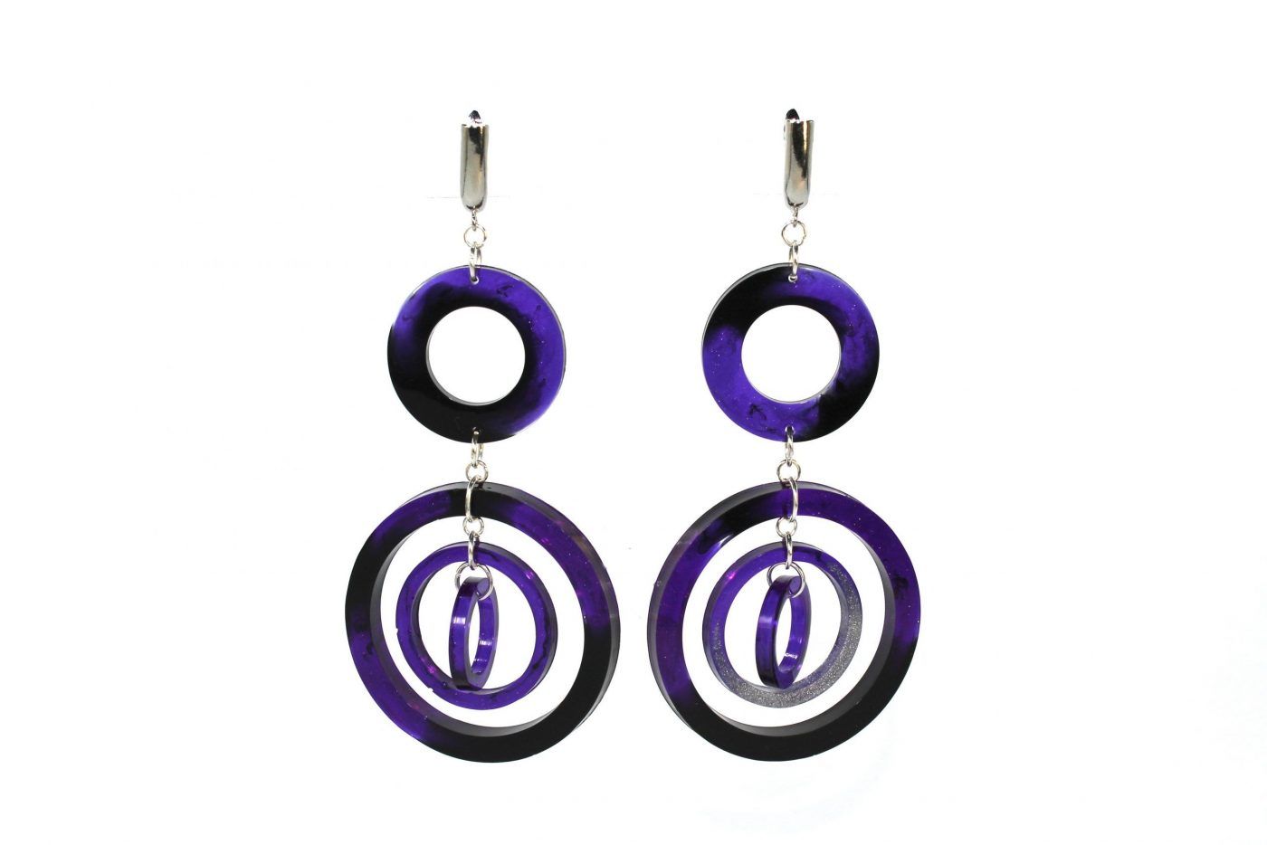 pendientes redonda grande morada epoxi