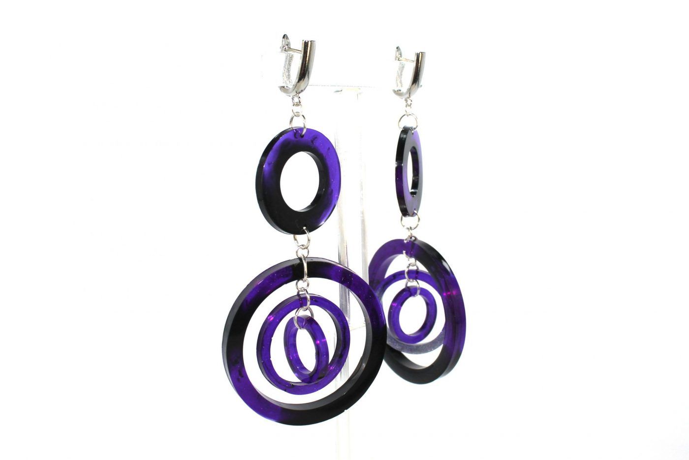 pendientes redonda grande morada epoxi