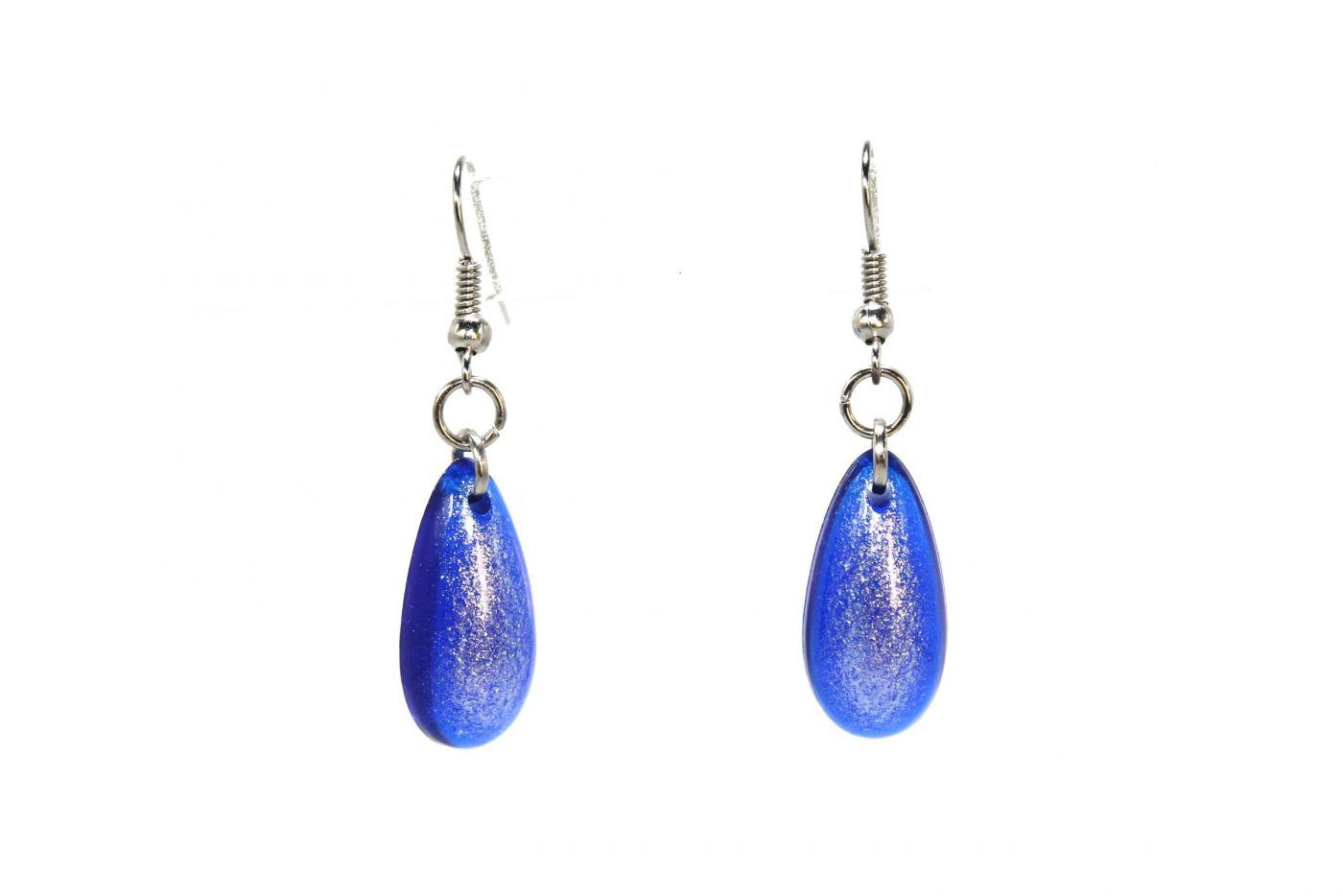 pendientes gota azul nácar epoxi