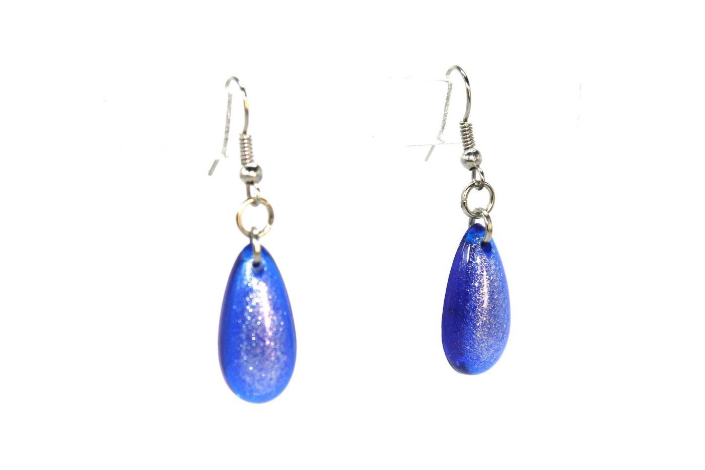 pendientes gota azul nácar epoxi