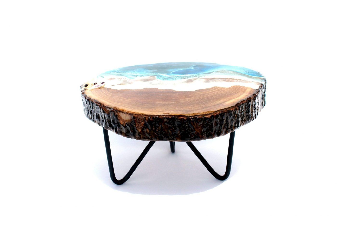 Mesa mini madera epoxi metal