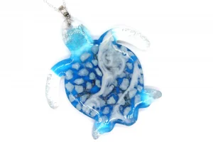colgante tortuga grande azul piedras blancas